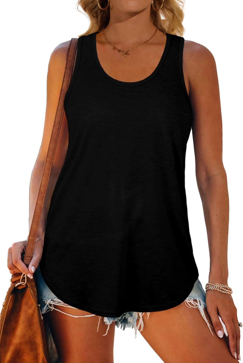 imageWomens Tank Tops Racerback Loose Shirts for Women Summer01black