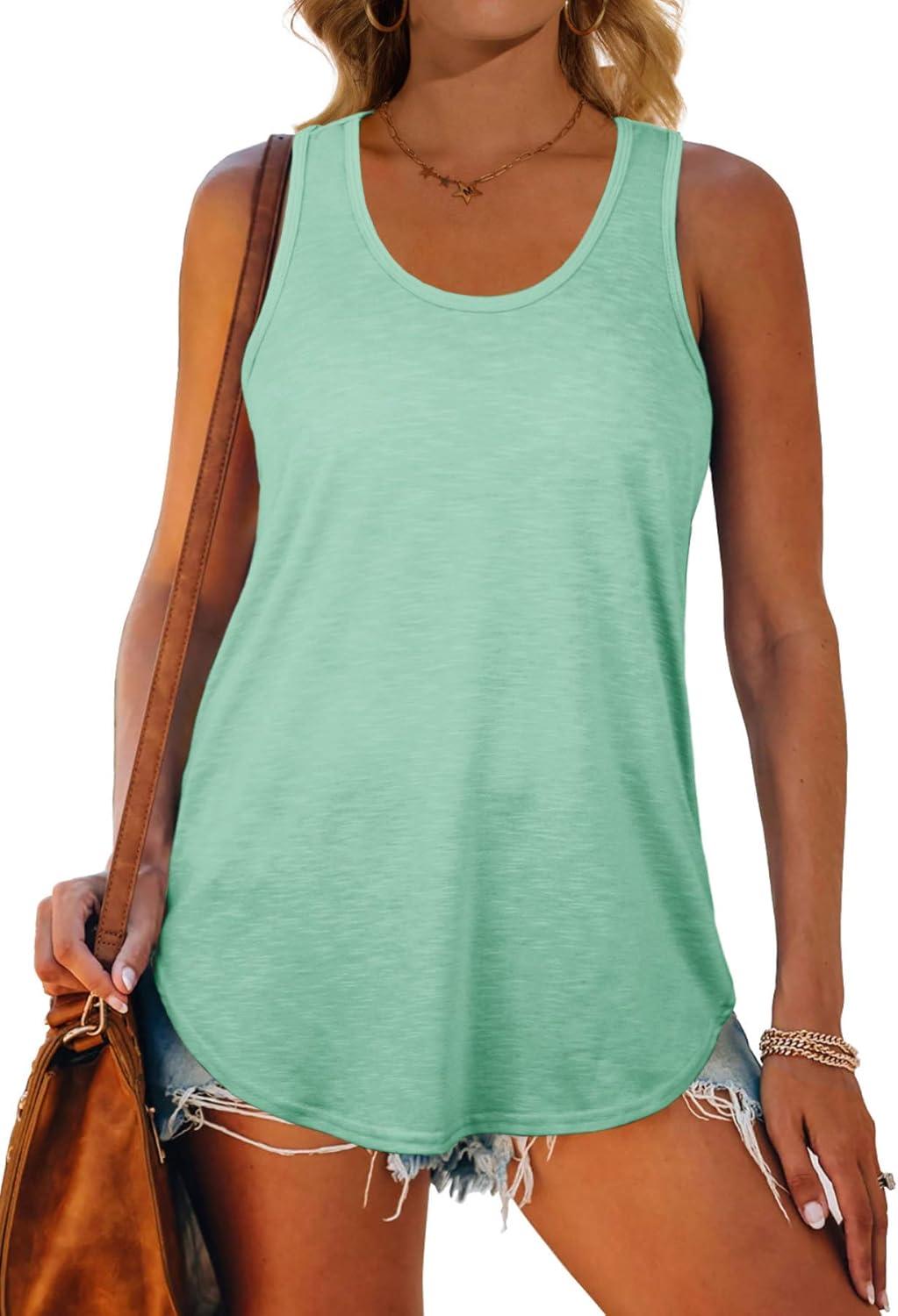 imageWomens Tank Tops Racerback Loose Shirts for Women Summer03lakegreen
