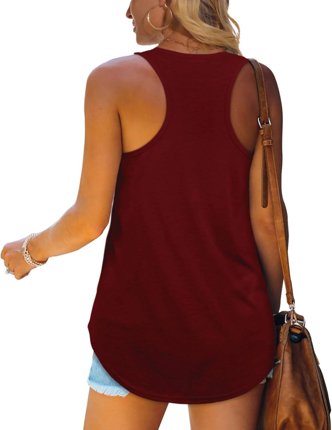 imageWomens Tank Tops Racerback Loose Shirts for Women Summer04burgundy