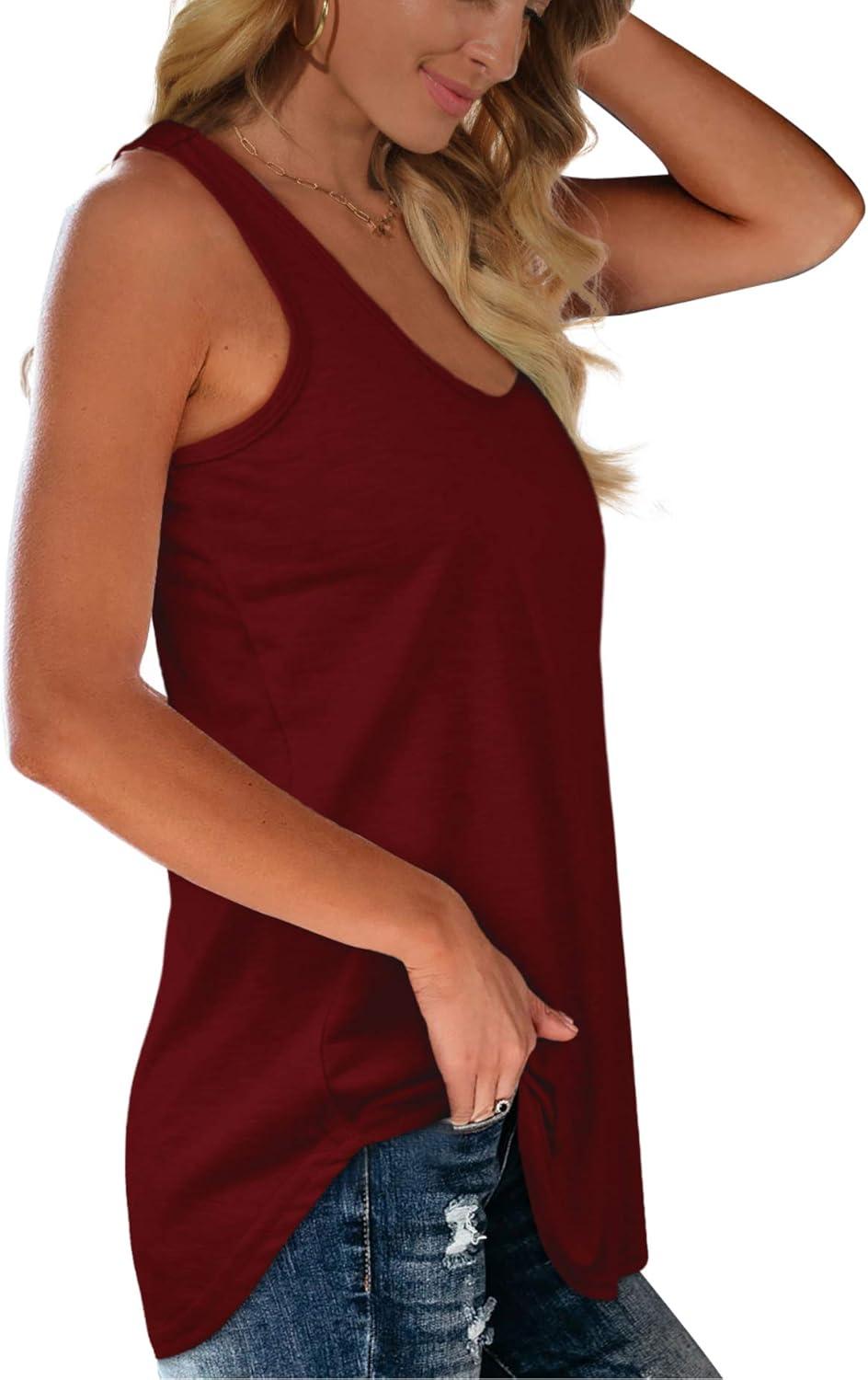 imageWomens Tank Tops Racerback Loose Shirts for Women Summer04burgundy