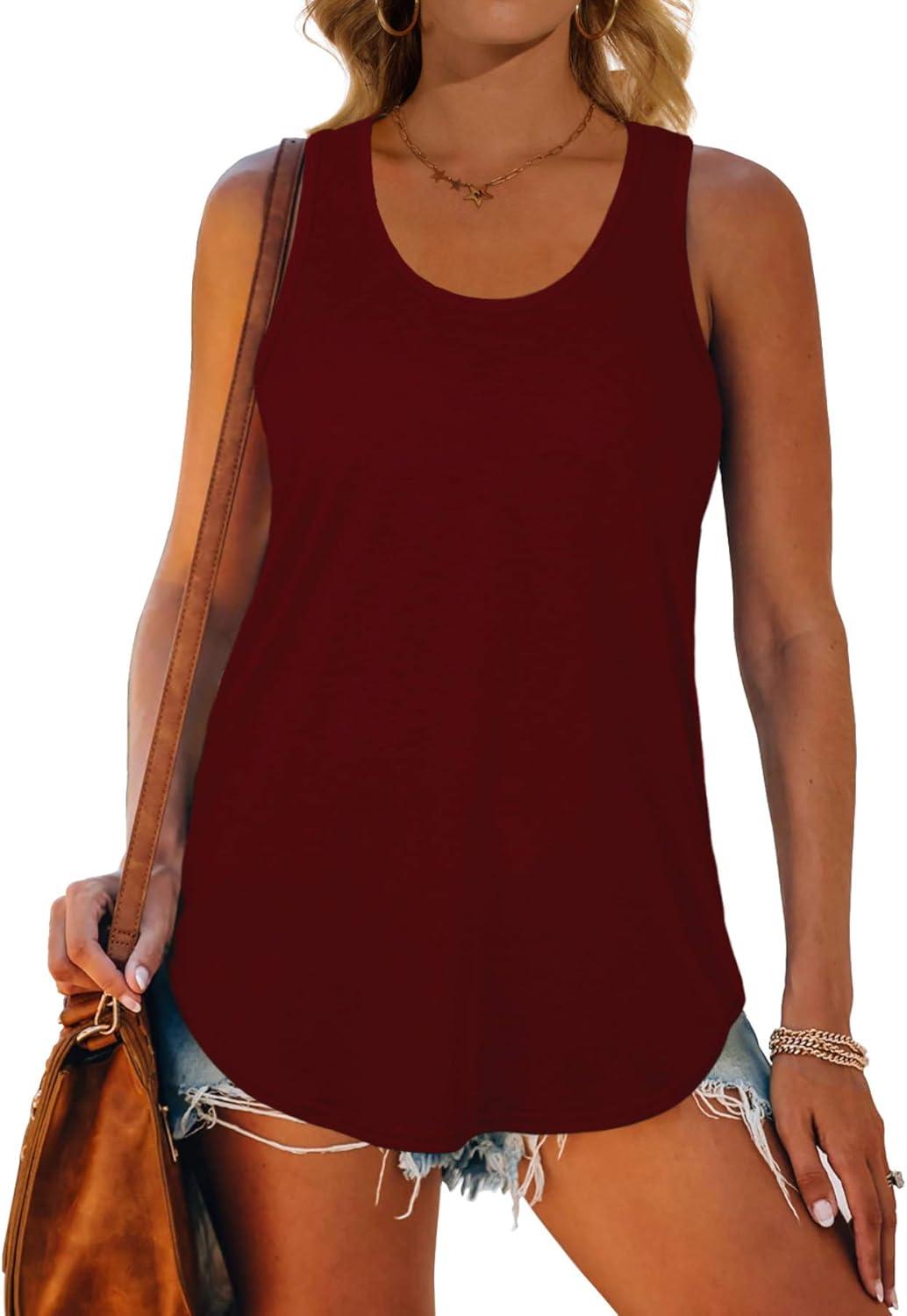 imageWomens Tank Tops Racerback Loose Shirts for Women Summer04burgundy