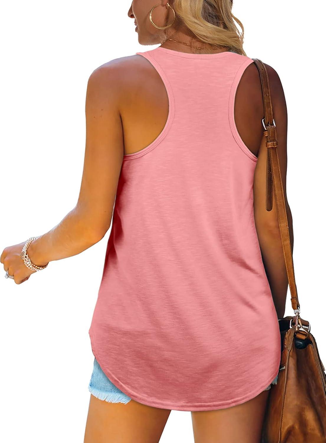 imageWomens Tank Tops Racerback Loose Shirts for Women Summer07coral