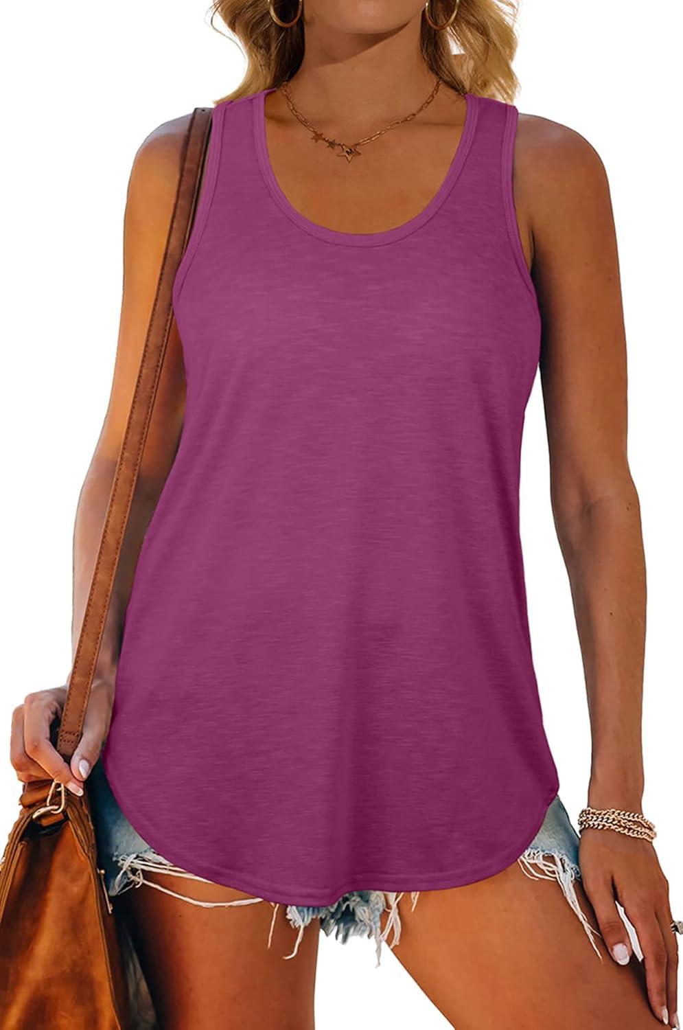 imageWomens Tank Tops Racerback Loose Shirts for Women Summer08purplered