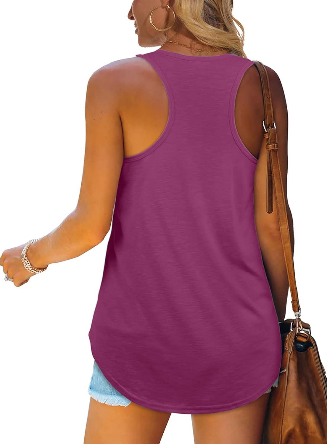 imageWomens Tank Tops Racerback Loose Shirts for Women Summer08purplered