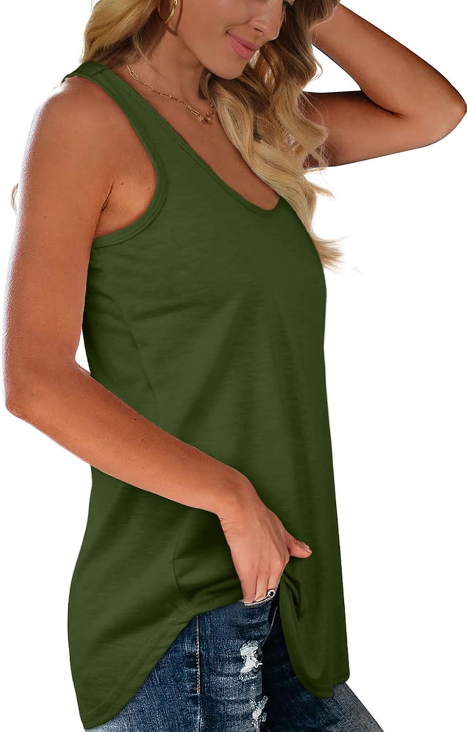 imageWomens Tank Tops Racerback Loose Shirts for Women Summer09amrygreen