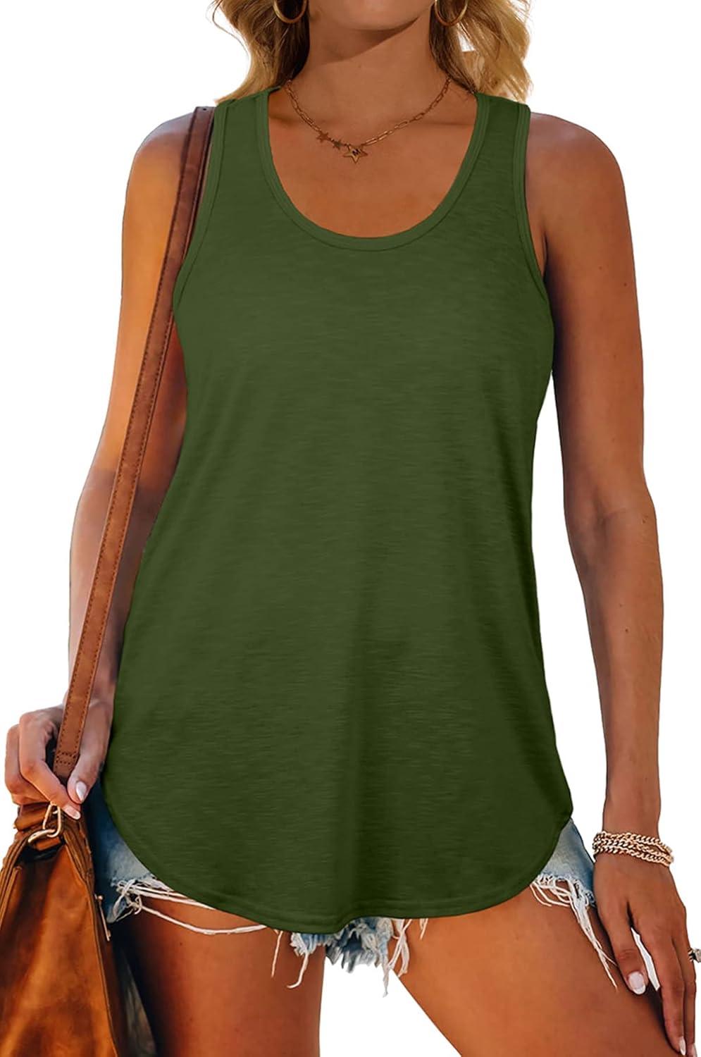 imageWomens Tank Tops Racerback Loose Shirts for Women Summer09amrygreen