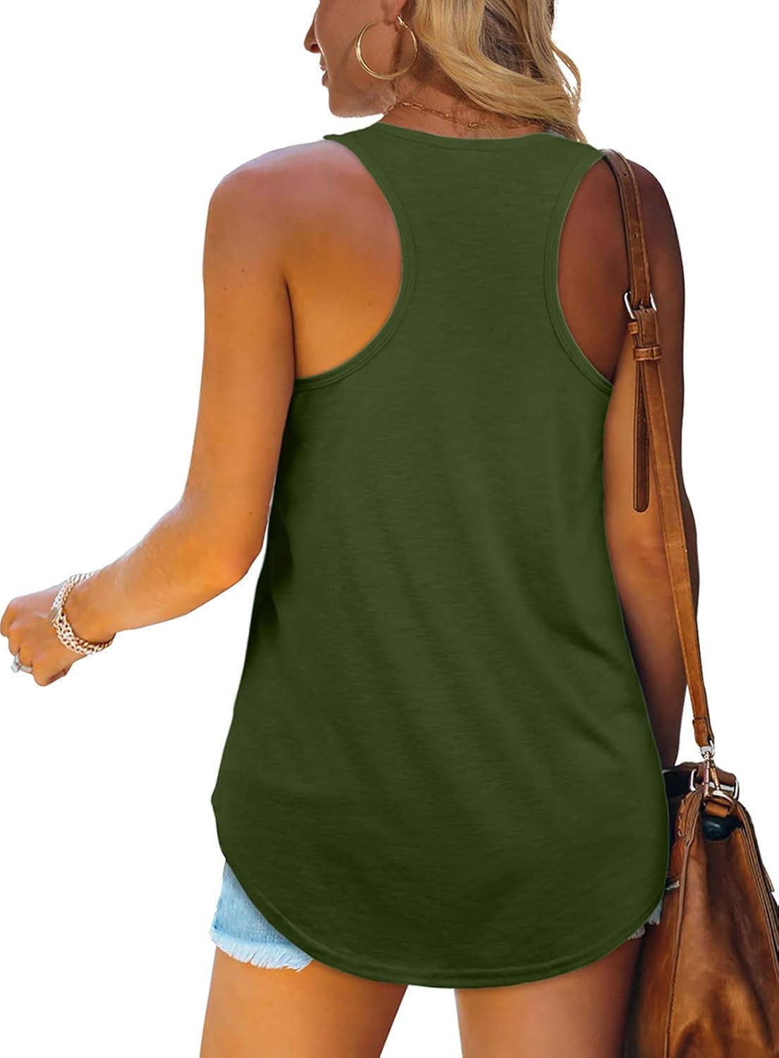 imageWomens Tank Tops Racerback Loose Shirts for Women Summer09amrygreen