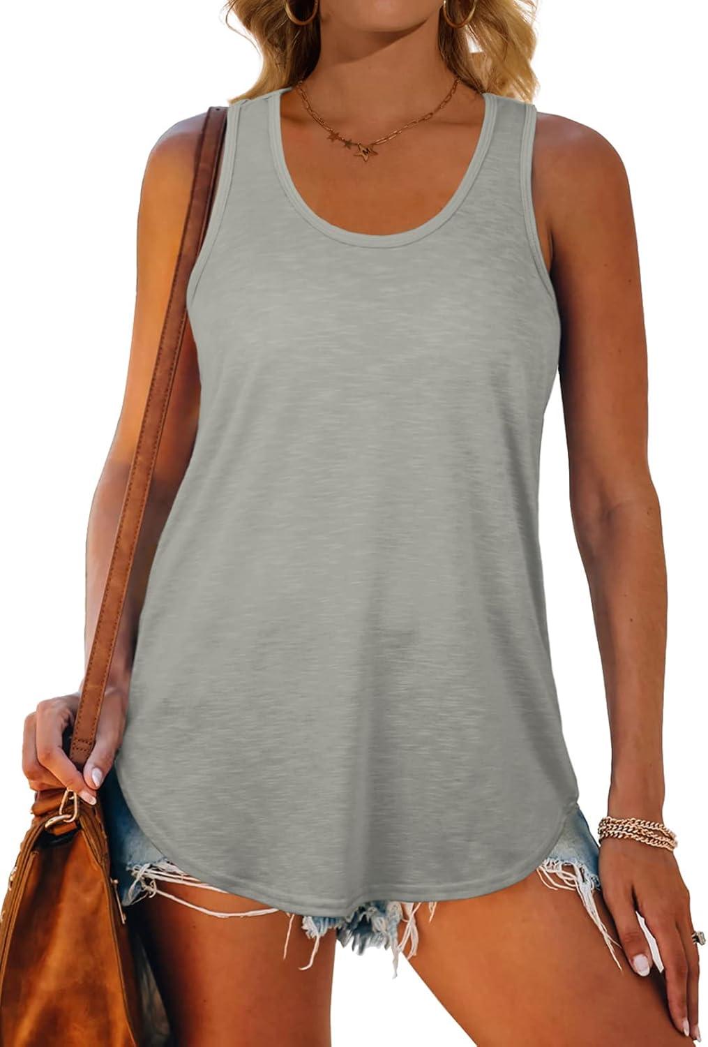 imageWomens Tank Tops Racerback Loose Shirts for Women Summer11grey