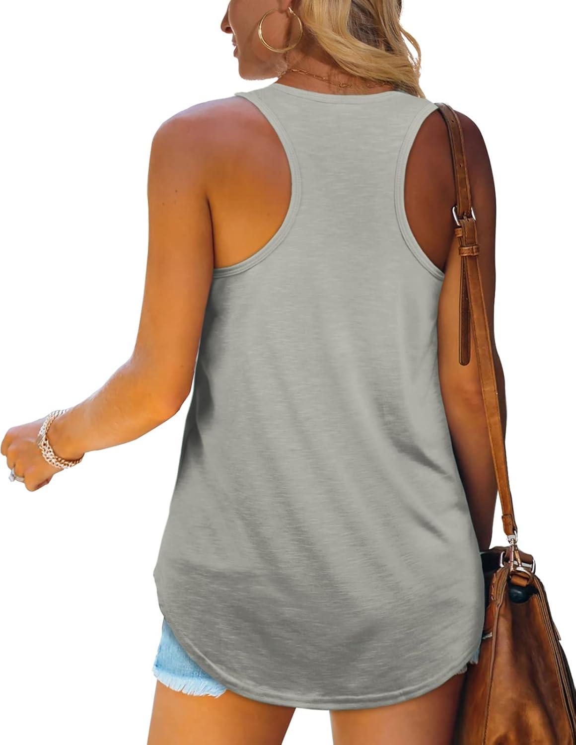 imageWomens Tank Tops Racerback Loose Shirts for Women Summer11grey