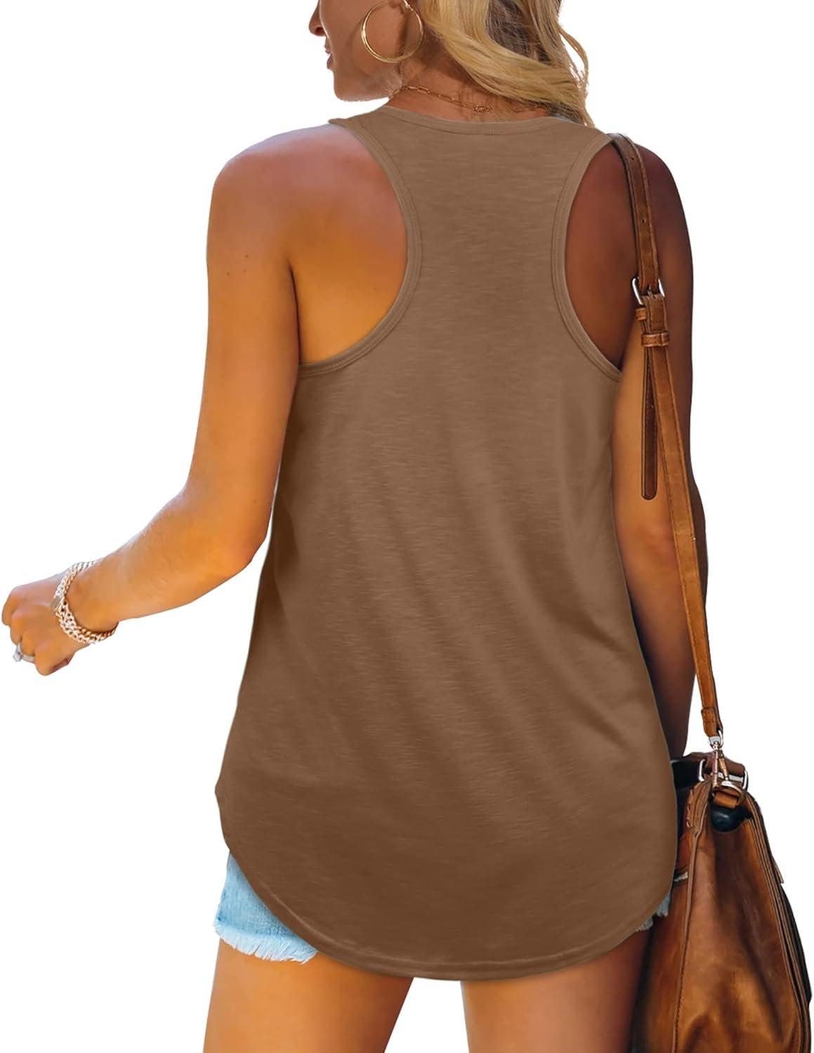 imageWomens Tank Tops Racerback Loose Shirts for Women Summer16brown