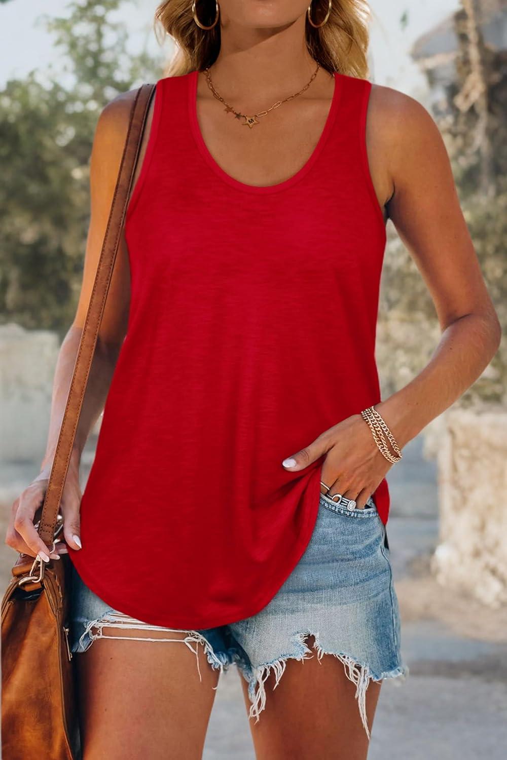 imageWomens Tank Tops Racerback Loose Shirts for Women Summer17red