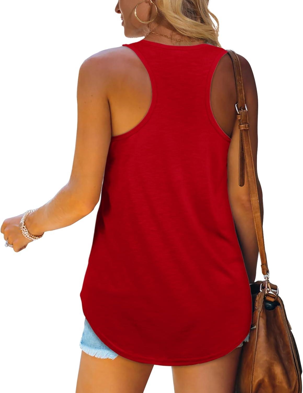 imageWomens Tank Tops Racerback Loose Shirts for Women Summer17red
