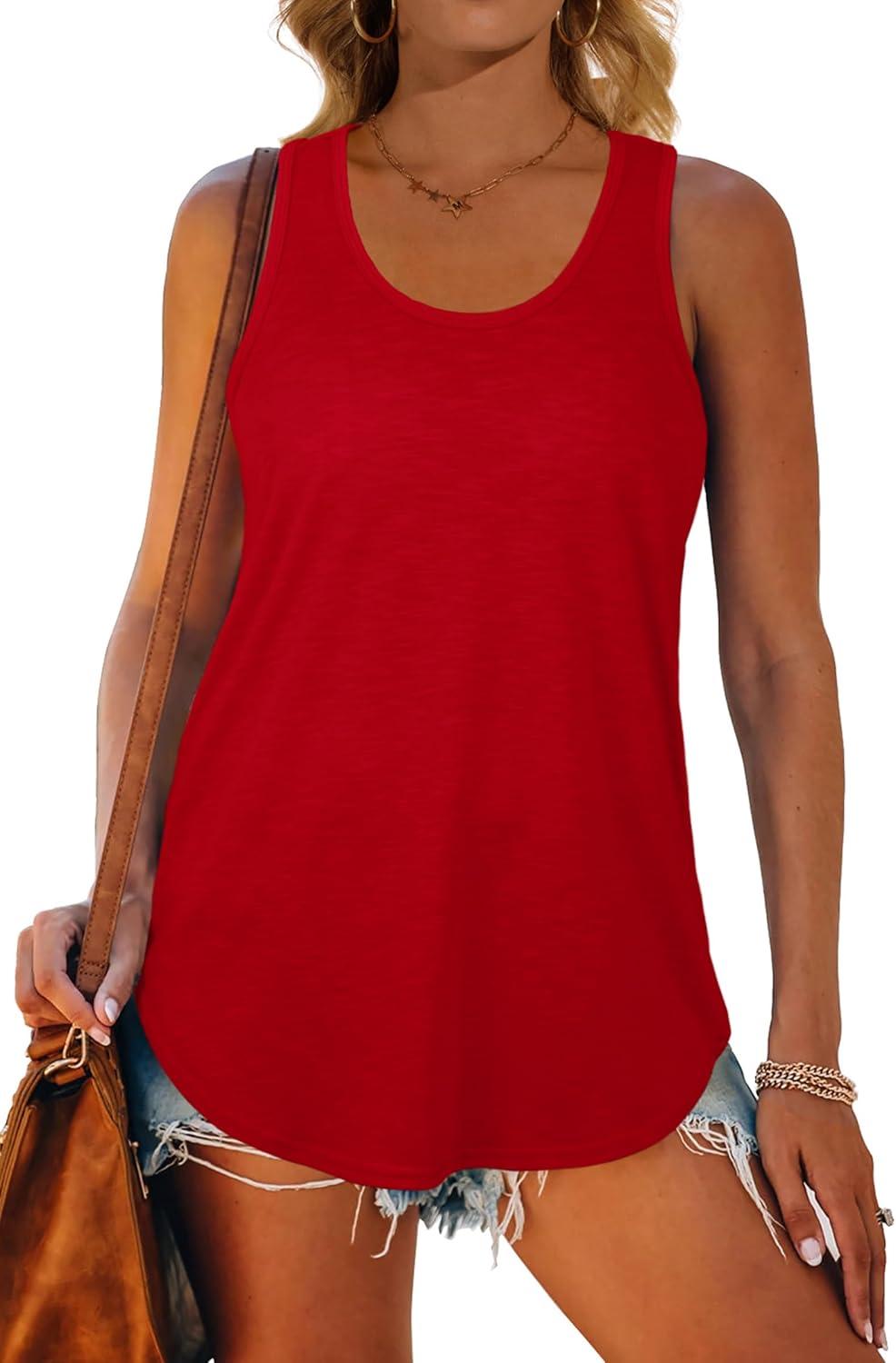 imageWomens Tank Tops Racerback Loose Shirts for Women Summer17red