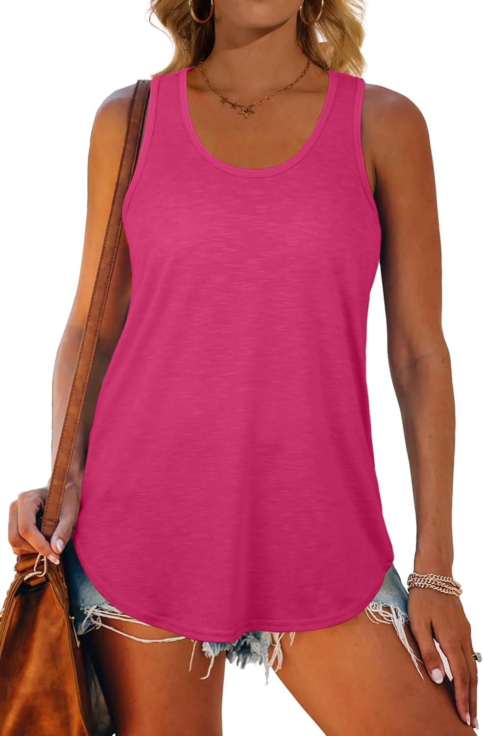 imageWomens Tank Tops Racerback Loose Shirts for Women Summer19hotpink