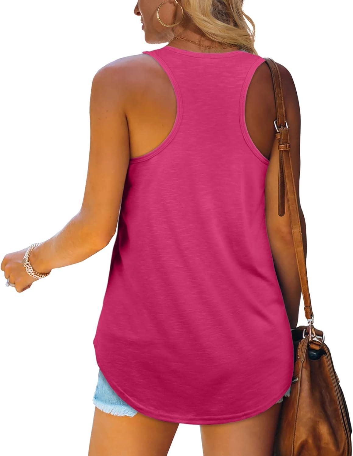 imageWomens Tank Tops Racerback Loose Shirts for Women Summer19hotpink