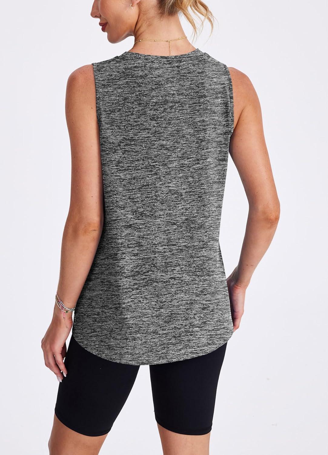 imageWomens Workout Tank Tops Lightweight Sleeveless Shirts for Women Loose Fit Tops for Athletic Running Tennis YogaDark Grey