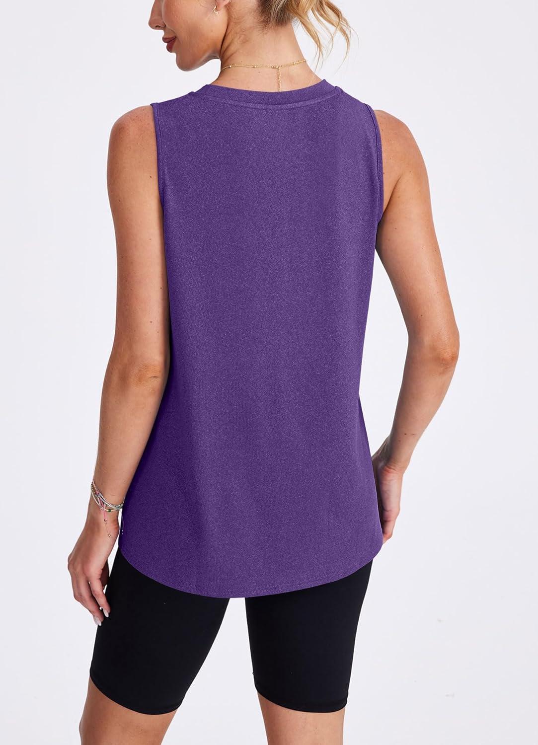 imageWomens Workout Tank Tops Lightweight Sleeveless Shirts for Women Loose Fit Tops for Athletic Running Tennis YogaDark Purple