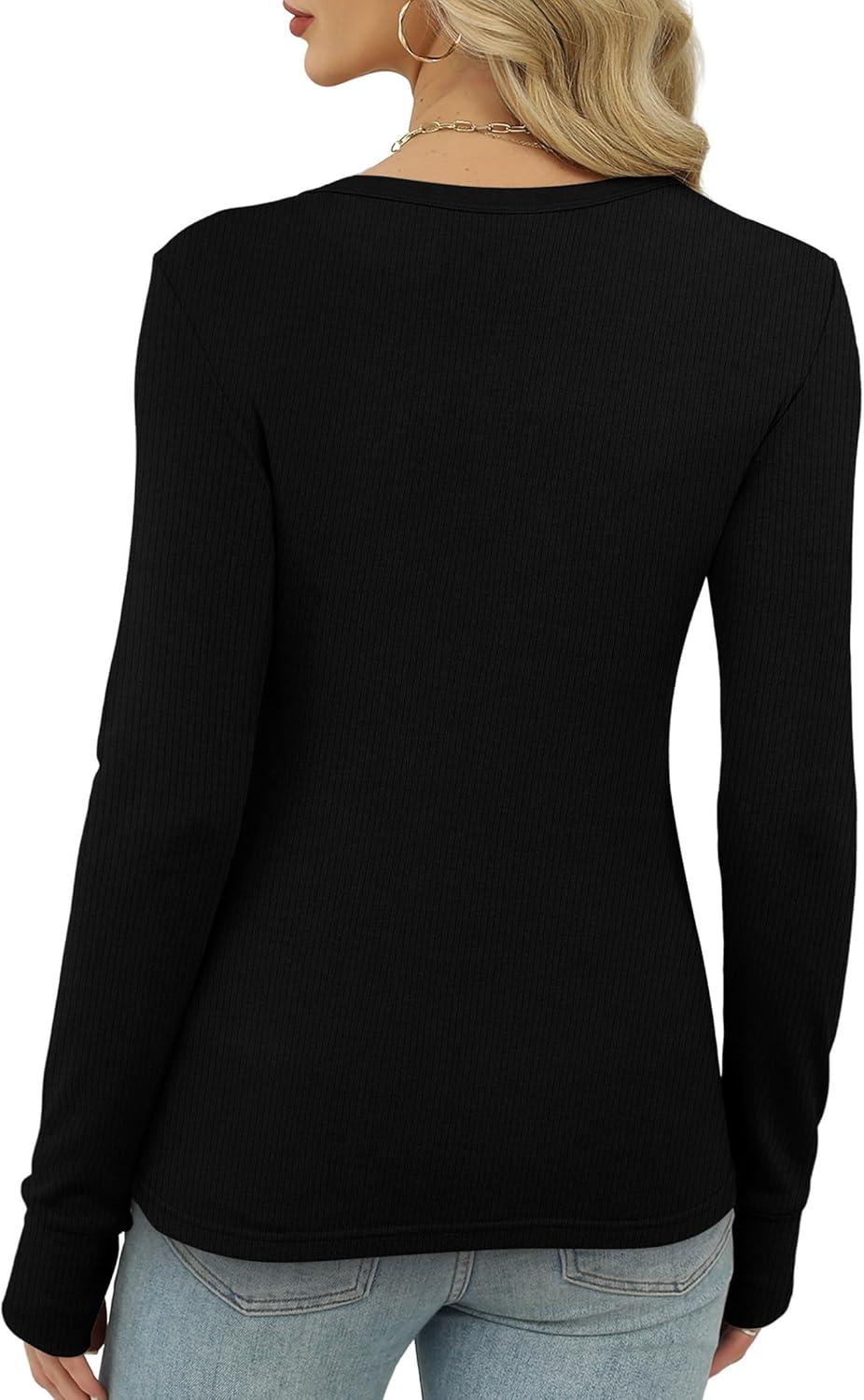imageXIEERDUO Long Sleeve Thermal Shirt for Women Fleece Slim Fit Tops Crewneck Basic TShirts with Thumb Holes Fall Fashion 2025Bblack