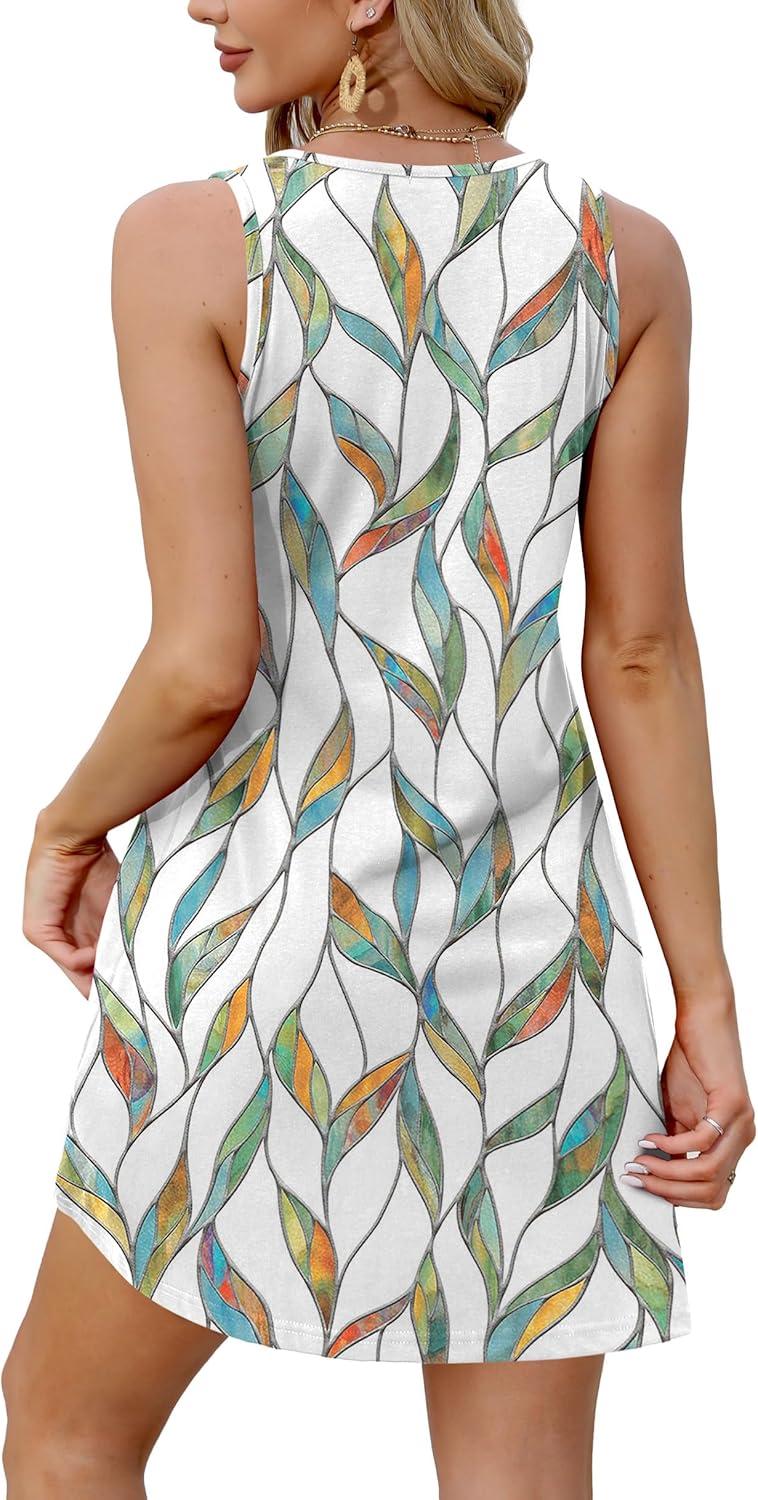 imageXIEERDUO Summer Dresses for Women 2025 Beach Vacation Clothes V Neck Button Sundresses with PocketsA Floral 04