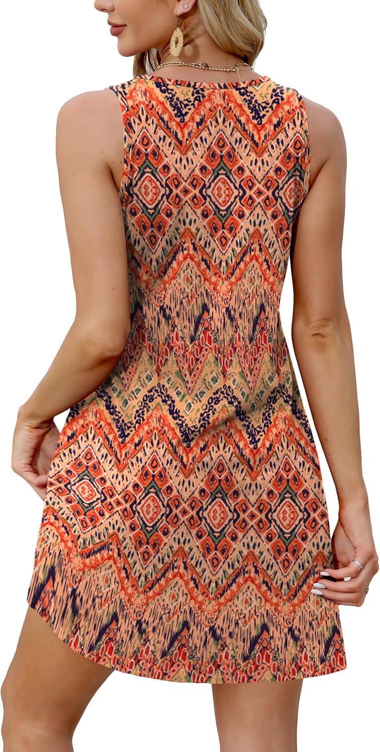 imageXIEERDUO Summer Dresses for Women 2025 Beach Vacation Clothes V Neck Button Sundresses with PocketsA Floral 05