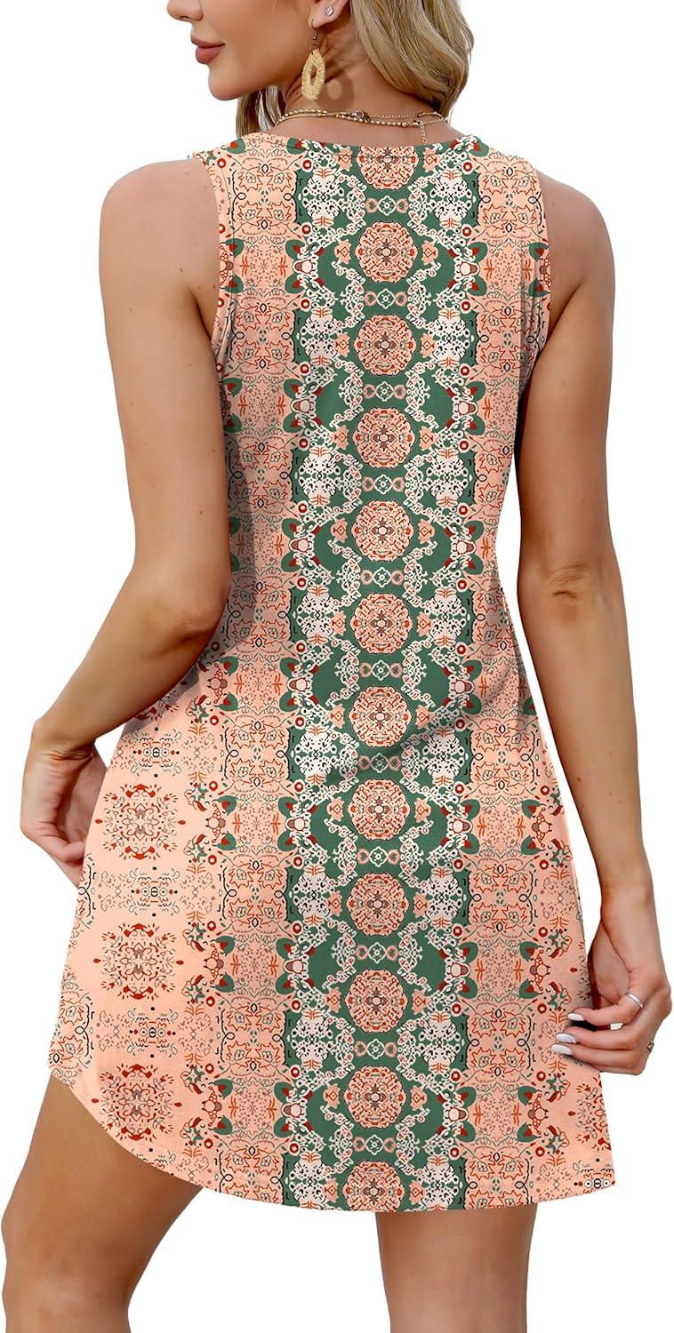 imageXIEERDUO Summer Dresses for Women 2025 Beach Vacation Clothes V Neck Button Sundresses with PocketsA Floral 08