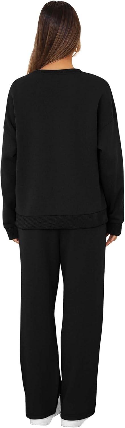 imageXIEERDUO Sweatsuits Women 2 Piece Outfit Matching Lounge Sets Fall Outfits 2025 Fashion Clothing Crewneck Track SuitsBlack