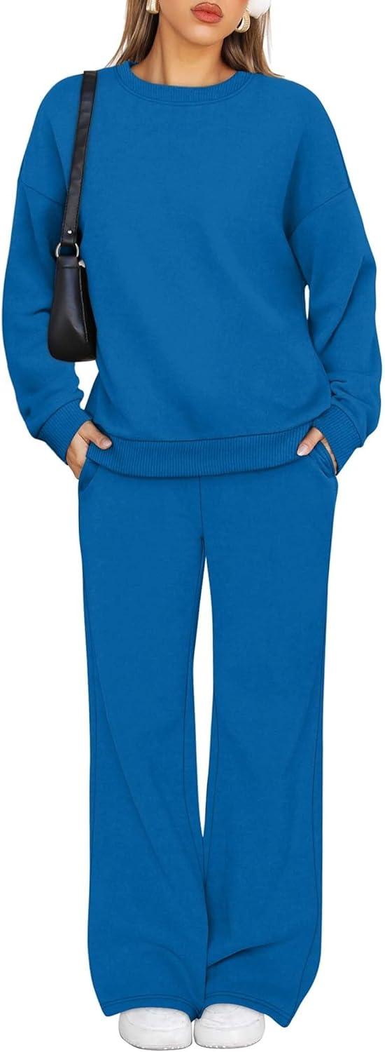 imageXIEERDUO Sweatsuits Women 2 Piece Outfit Matching Lounge Sets Fall Outfits 2025 Fashion Clothing Crewneck Track SuitsBlue