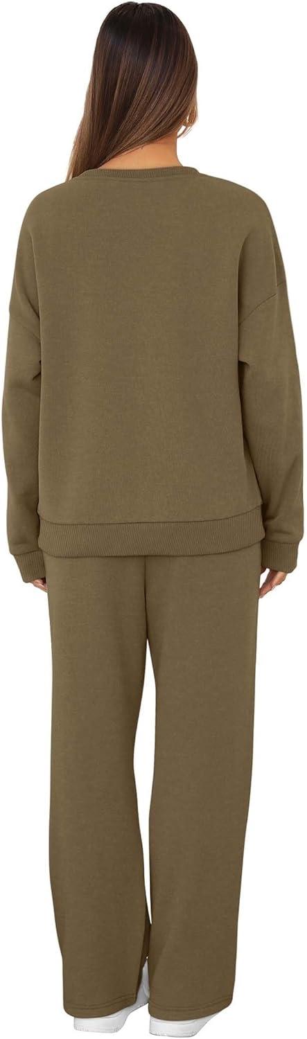 imageXIEERDUO Sweatsuits Women 2 Piece Outfit Matching Lounge Sets Fall Outfits 2025 Fashion Clothing Crewneck Track SuitsCamel Khaki