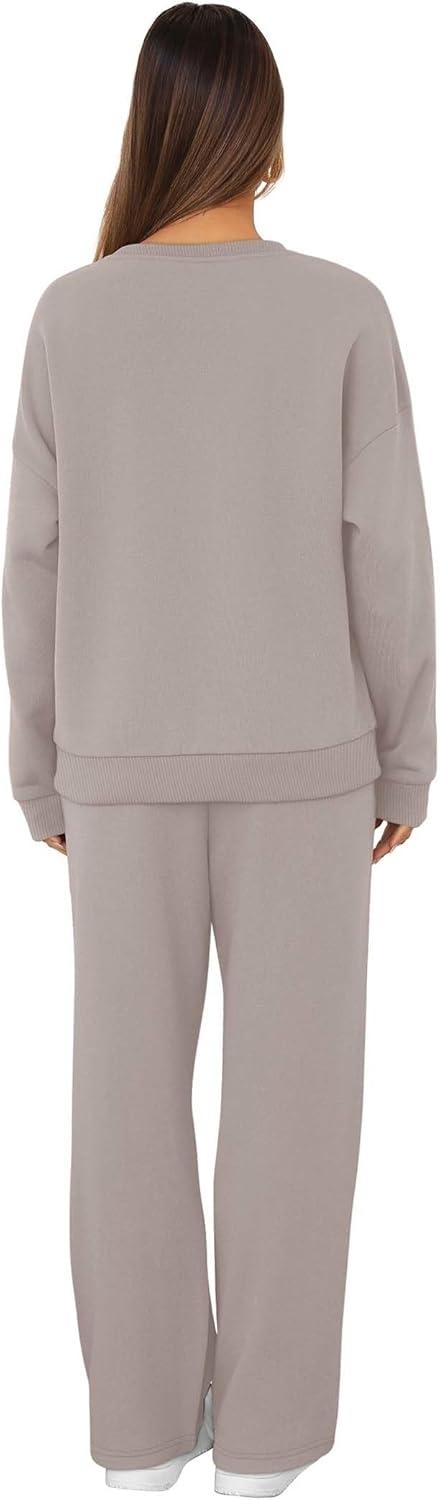 imageXIEERDUO Sweatsuits Women 2 Piece Outfit Matching Lounge Sets Fall Outfits 2025 Fashion Clothing Crewneck Track SuitsCoffegrey Pink