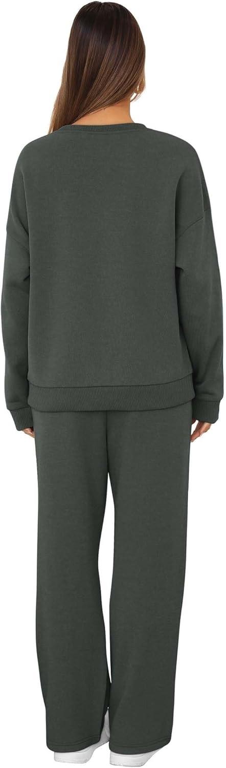 imageXIEERDUO Sweatsuits Women 2 Piece Outfit Matching Lounge Sets Fall Outfits 2025 Fashion Clothing Crewneck Track SuitsDark Grey