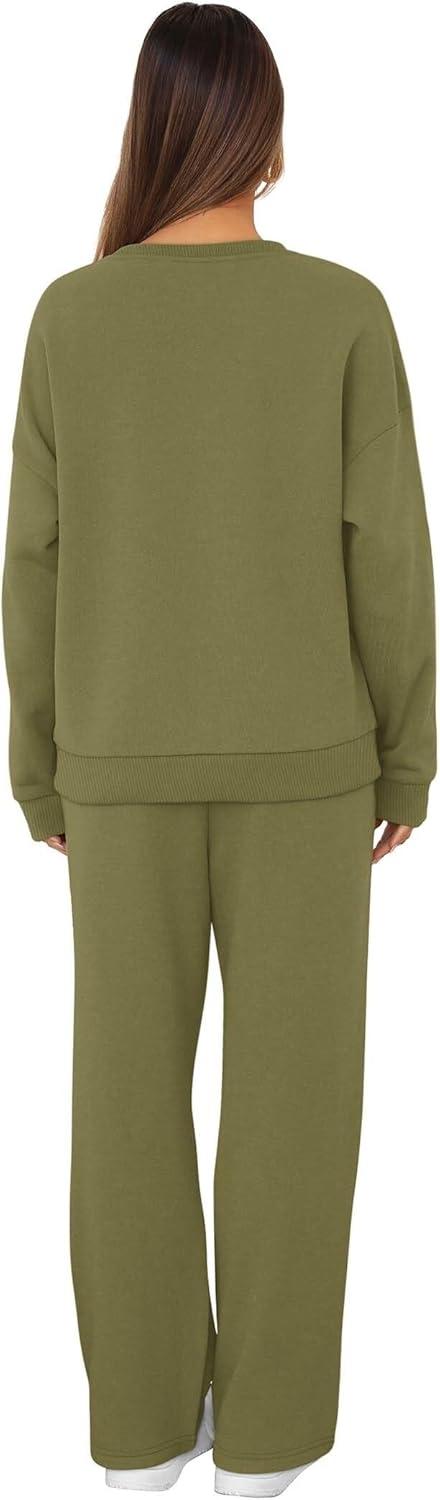 imageXIEERDUO Sweatsuits Women 2 Piece Outfit Matching Lounge Sets Fall Outfits 2025 Fashion Clothing Crewneck Track SuitsGrey Green