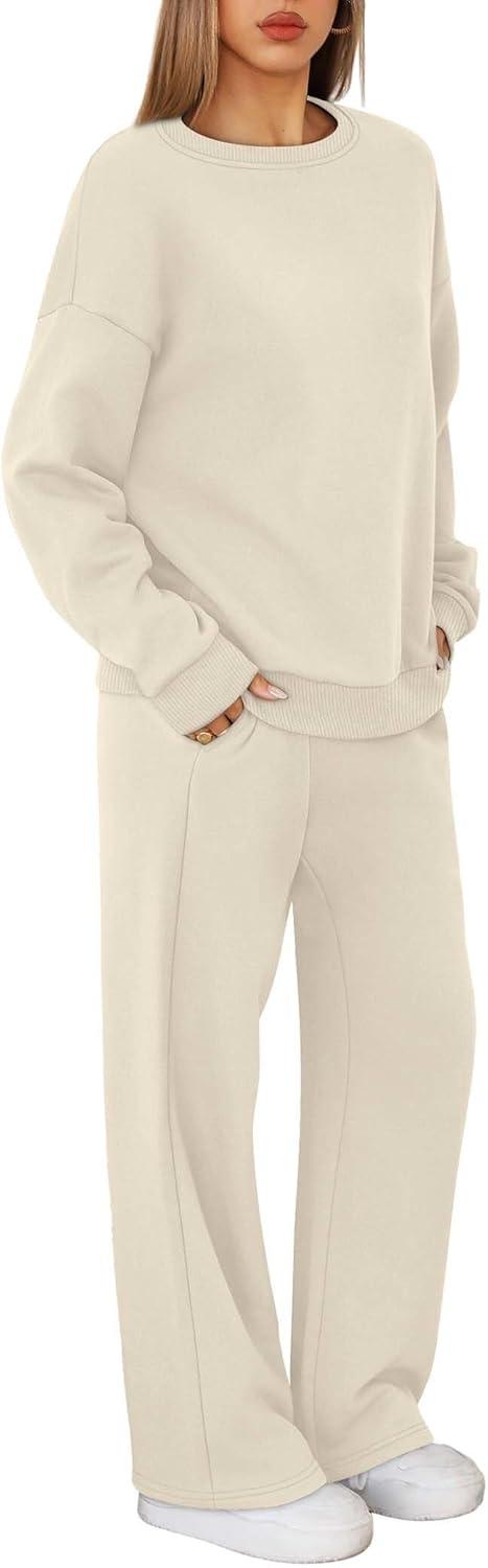 imageXIEERDUO Sweatsuits Women 2 Piece Outfit Matching Lounge Sets Fall Outfits 2025 Fashion Clothing Crewneck Track SuitsLight Khaki