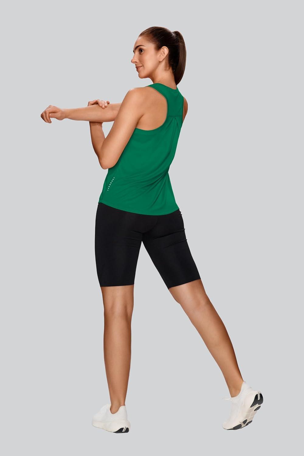 imageXIEERDUO Tank Top for Women Racerback Sleeveless Workout Tops Loose Fit Yoga Running Gym Shirts for WomenGreen