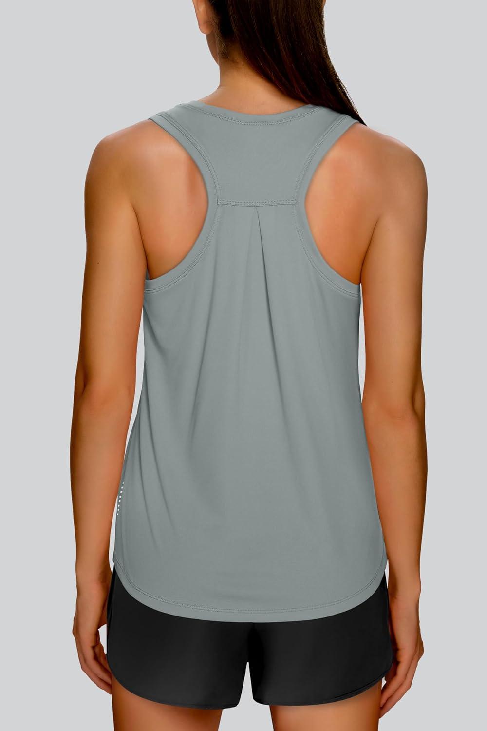 imageXIEERDUO Tank Top for Women Racerback Sleeveless Workout Tops Loose Fit Yoga Running Gym Shirts for WomenGrey