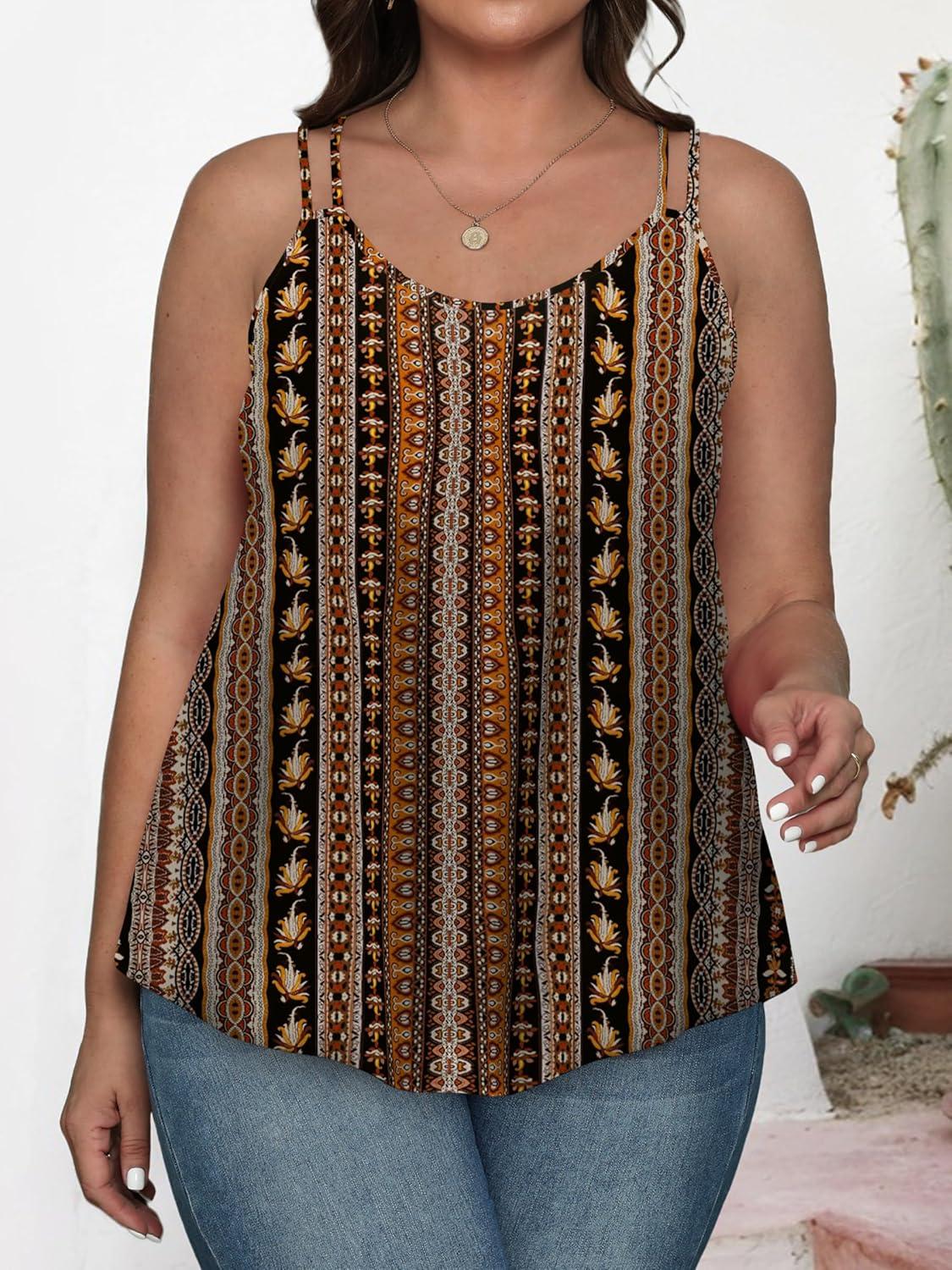 imageXIEERDUO Womens Tank Tops Spaghetti Strap Camisoles Eyelet Embroidery Scoop Neck TopsBoho