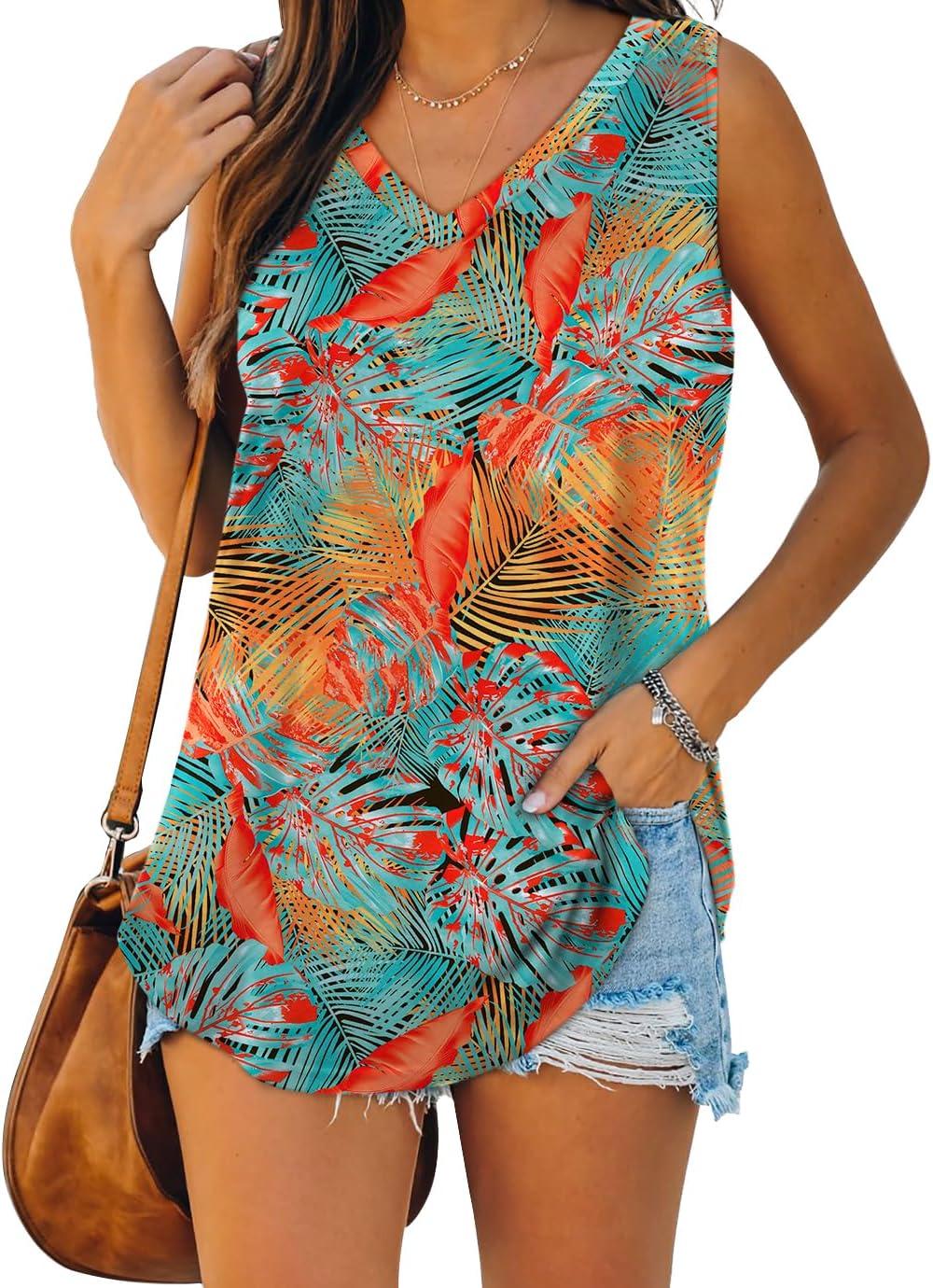 imageXIEERDUO Womens Tank Tops V Neck Basic Solid Color Casual Flowy Summer SleevelessMulticoloured 1