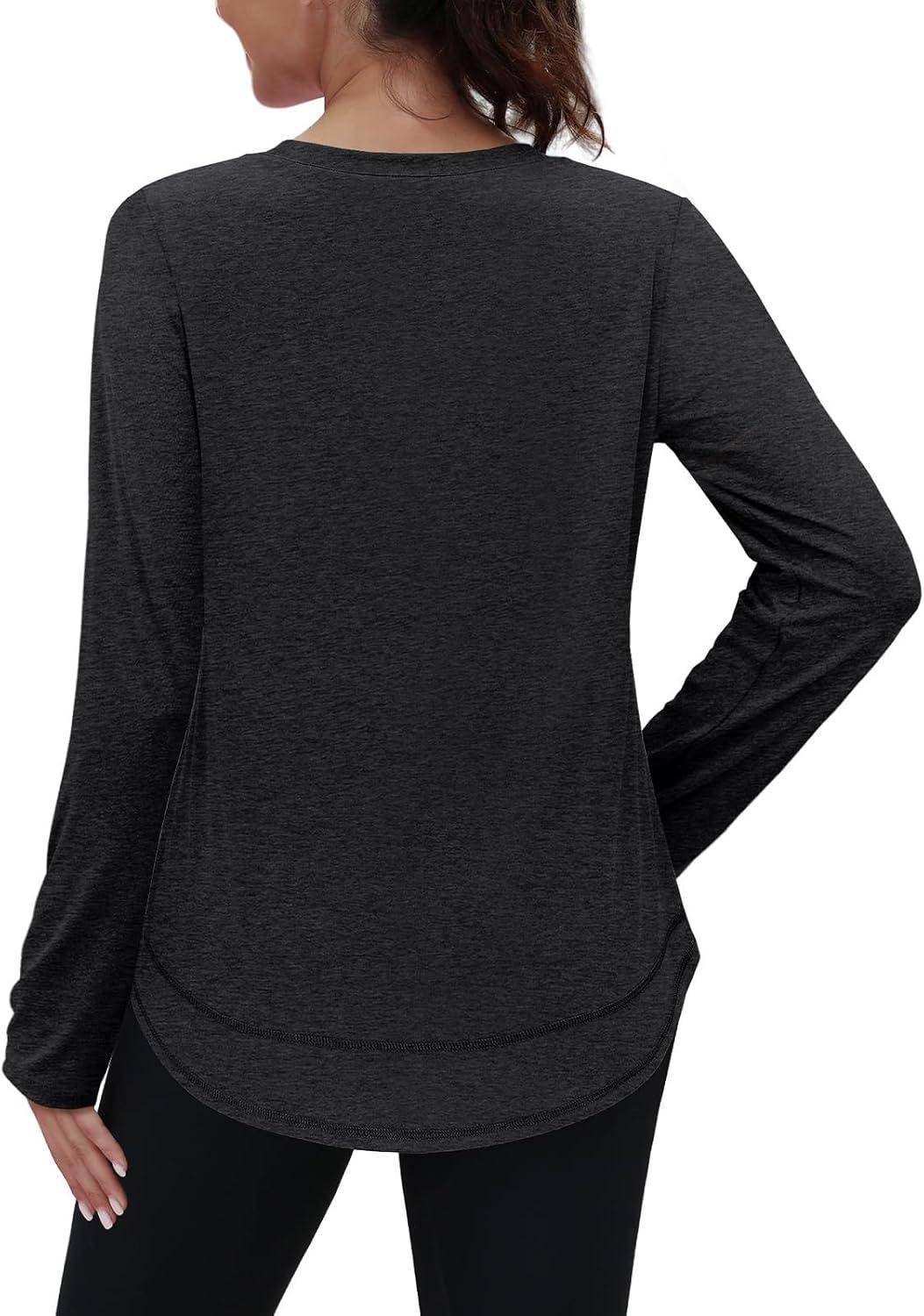 imageXIEERDUO Womens Workout Tops Long Sleeve Quick Dry UPF 50 Sun Protection Shirts for Hiking Running S3XL03 Black