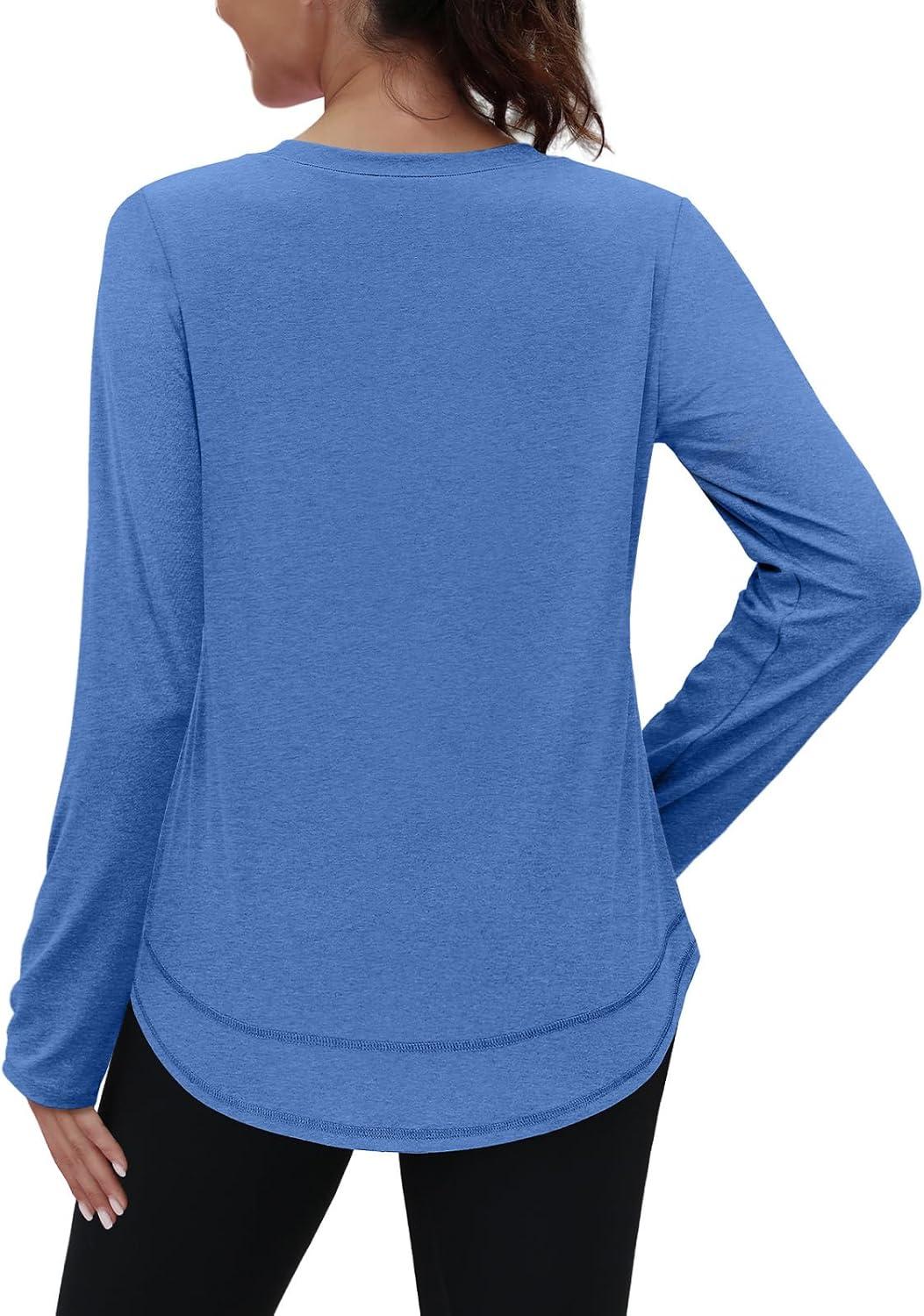 imageXIEERDUO Womens Workout Tops Long Sleeve Quick Dry UPF 50 Sun Protection Shirts for Hiking Running S3XL05 Blue