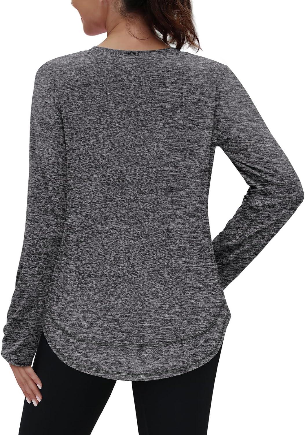 imageXIEERDUO Womens Workout Tops Long Sleeve Quick Dry UPF 50 Sun Protection Shirts for Hiking Running S3XL09 Dark Grey