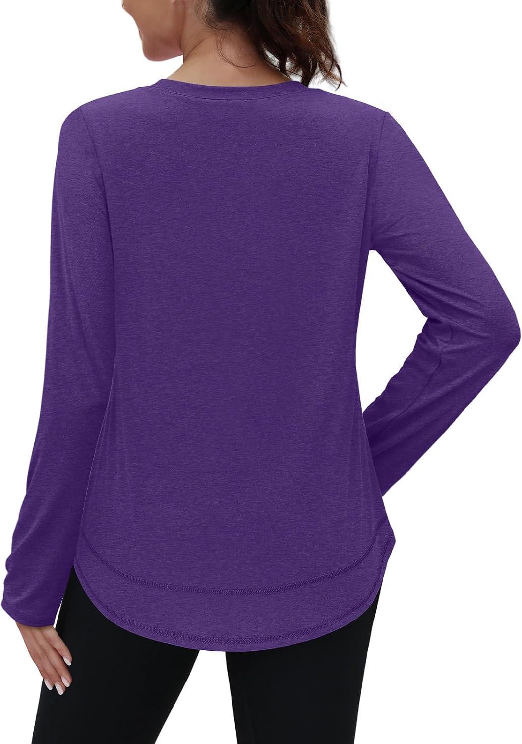 imageXIEERDUO Womens Workout Tops Long Sleeve Quick Dry UPF 50 Sun Protection Shirts for Hiking Running S3XL11 Purple