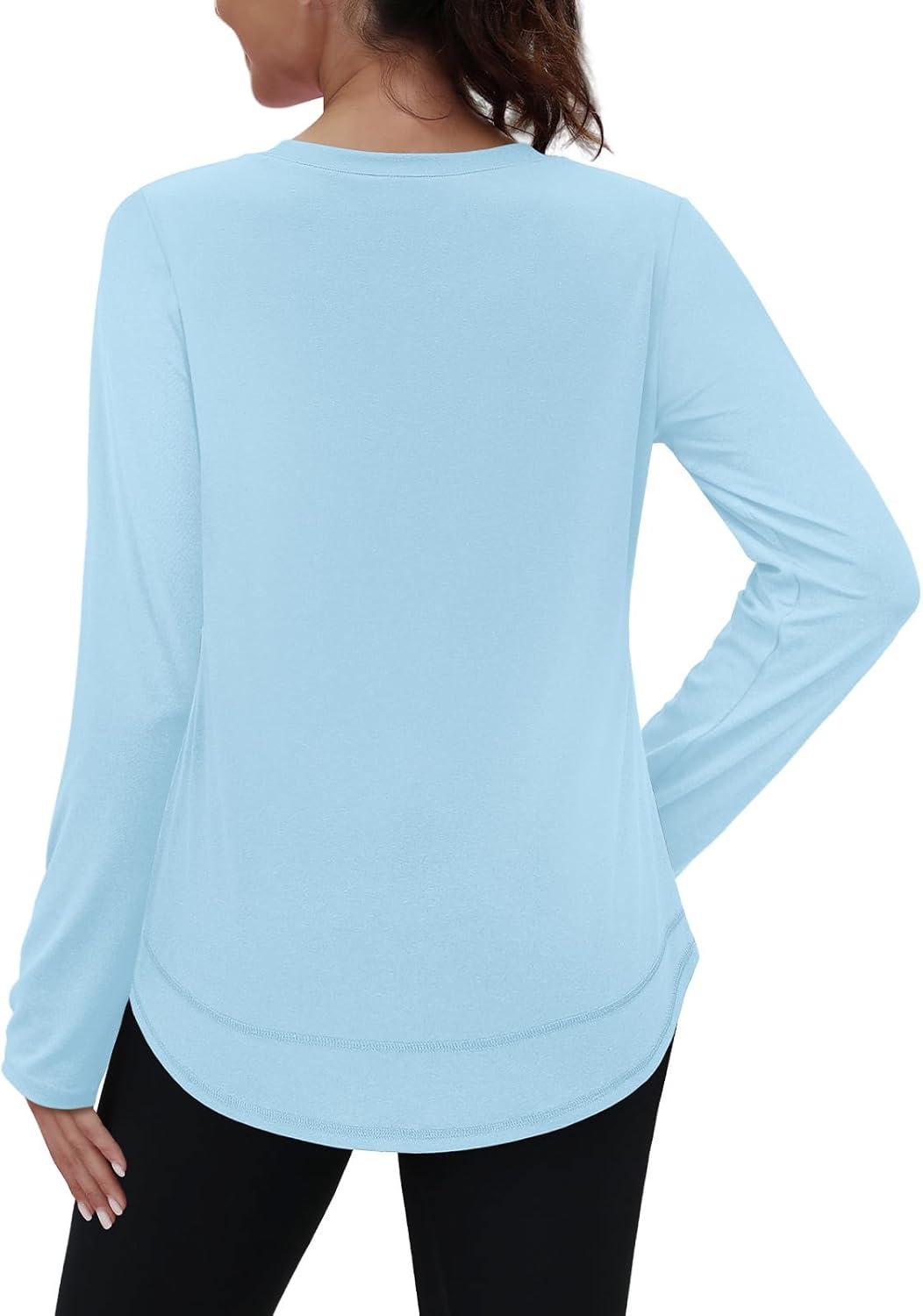 imageXIEERDUO Womens Workout Tops Long Sleeve Quick Dry UPF 50 Sun Protection Shirts for Hiking Running S3XL13 Baby Blue