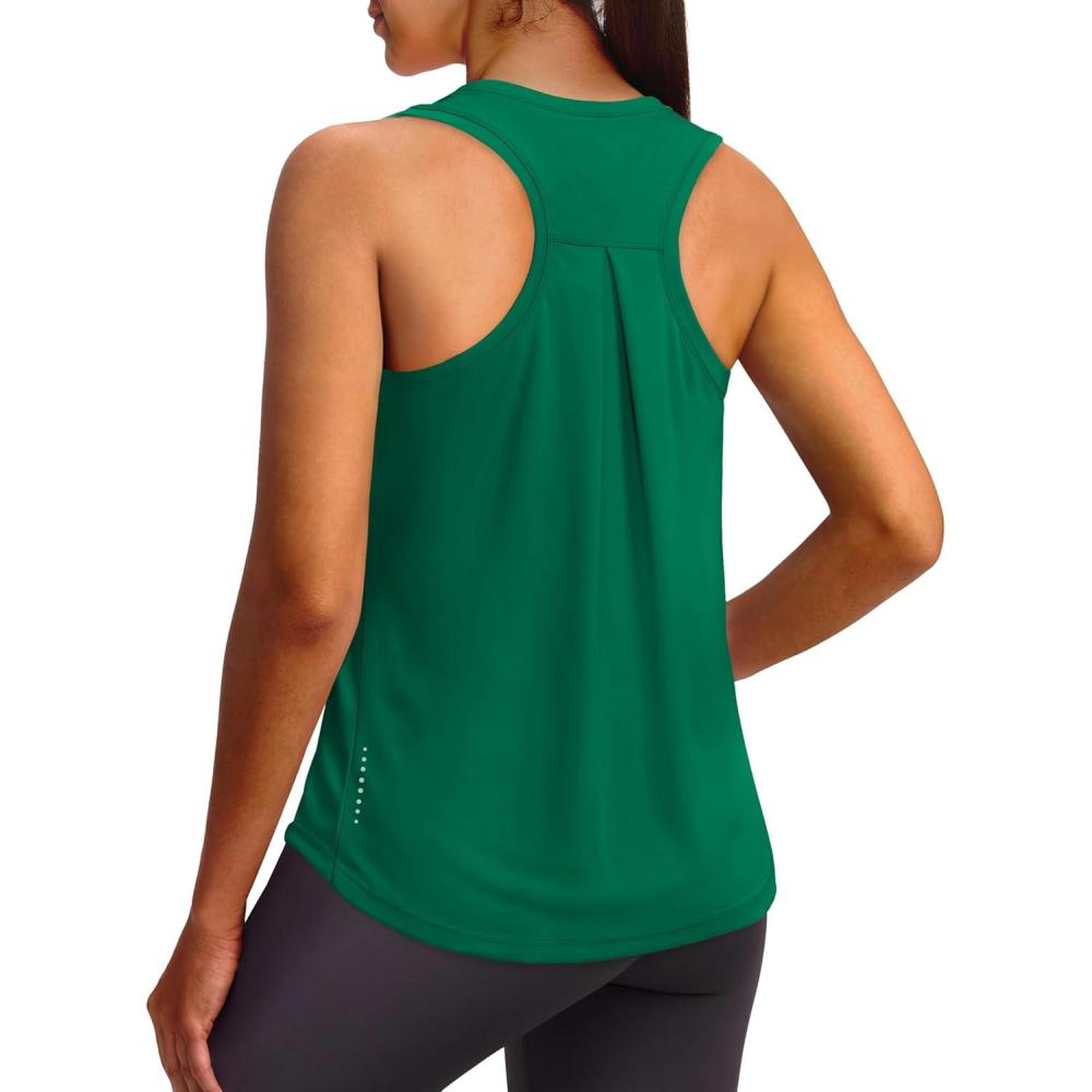 imageXIEERDUO Tank Top for Women Racerback Sleeveless Workout Tops Loose Fit Yoga Running Gym Shirts for WomenGreen