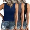 imageXIEERDUO Womens Summer Tank Tops Racerback High Neck Basic Casual Slim Fit Sleeveless 3 Pack053 Pack Black Grey Blue
