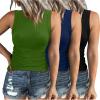 imageXIEERDUO Womens Summer Tank Tops Racerback High Neck Basic Casual Slim Fit Sleeveless 3 Pack063 Pack Black Blue Green