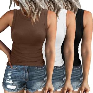 Plus Size Tops for Women Summer 2025 Crew Neck Workout Undershirt Casaul Shirts Black White Brown 2XL