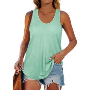 Womens Tank Tops Racerback Loose Shirts for Women Summer(03-lakegreen)