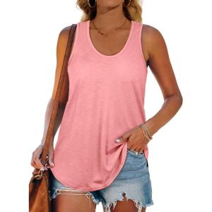 Womens Tank Tops Racerback Loose Shirts for Women Summer(07-coral)