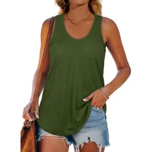 Womens Tank Tops Racerback Loose Shirts for Women Summer(09-amrygreen)