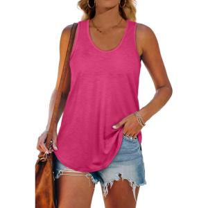 Womens Tank Tops Racerback Loose Shirts for Women Summer(19-hotpink)