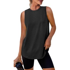 Womens Workout Tank Tops Lightweight Sleeveless Shirts for Women Loose Fit Tops for Athletic Running Tennis Yoga(00-black)